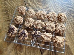 Peanut Butter Banana Oat Breakfast Cookies with Carob / Chocolate Chips