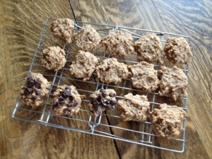 Peanut Butter Banana Oat Breakfast Cookies with Carob / Chocolate Chips